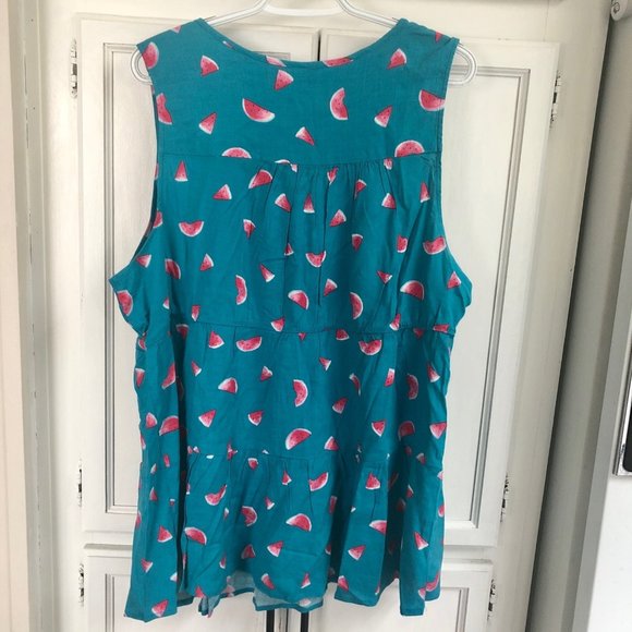 NWT Torrid Tiered Watermelon Tank Top Babydoll Size 1 Plus Size - Picture 9 of 10